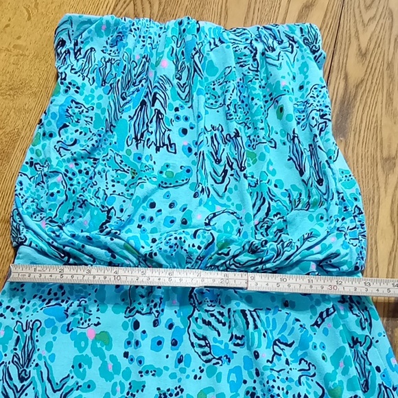 LILLY PULITZER Womens Dress XS Preowned  STRAPLESS Floral TURQUOISE Casual Work - Picture 6 of 7